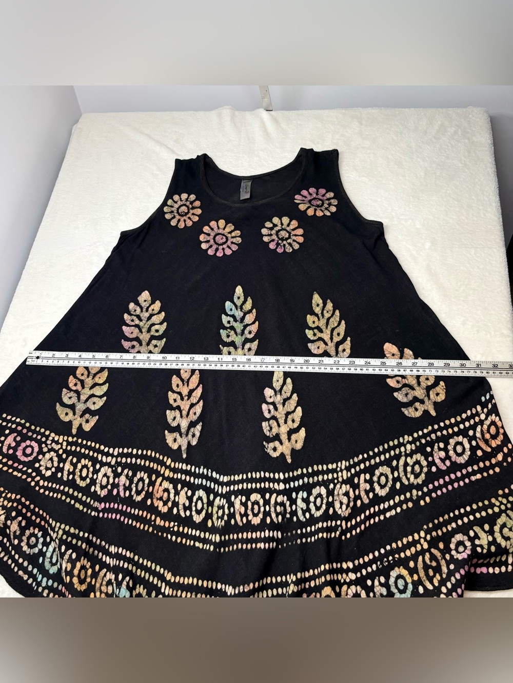 India Boutique Black Batik Printed Flowy Dress Boho Floral Sundress One Size - Picture 8 of 10